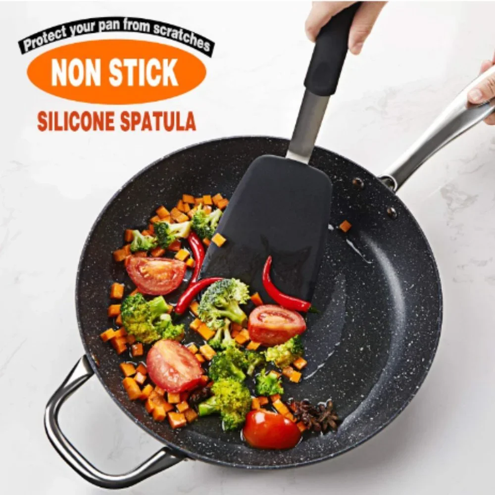 2 pc - Silicone-Stainless Steel Spatulas/ Turners - 600F Heat Resistant